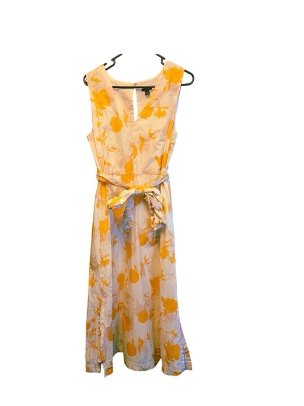 Ann Taylor Factory Yellow Floral Maxi Dress with Waist Tie